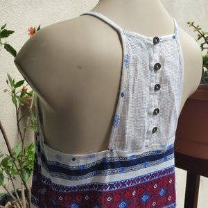 Lucky Brand racer tank top with button on back NWOT